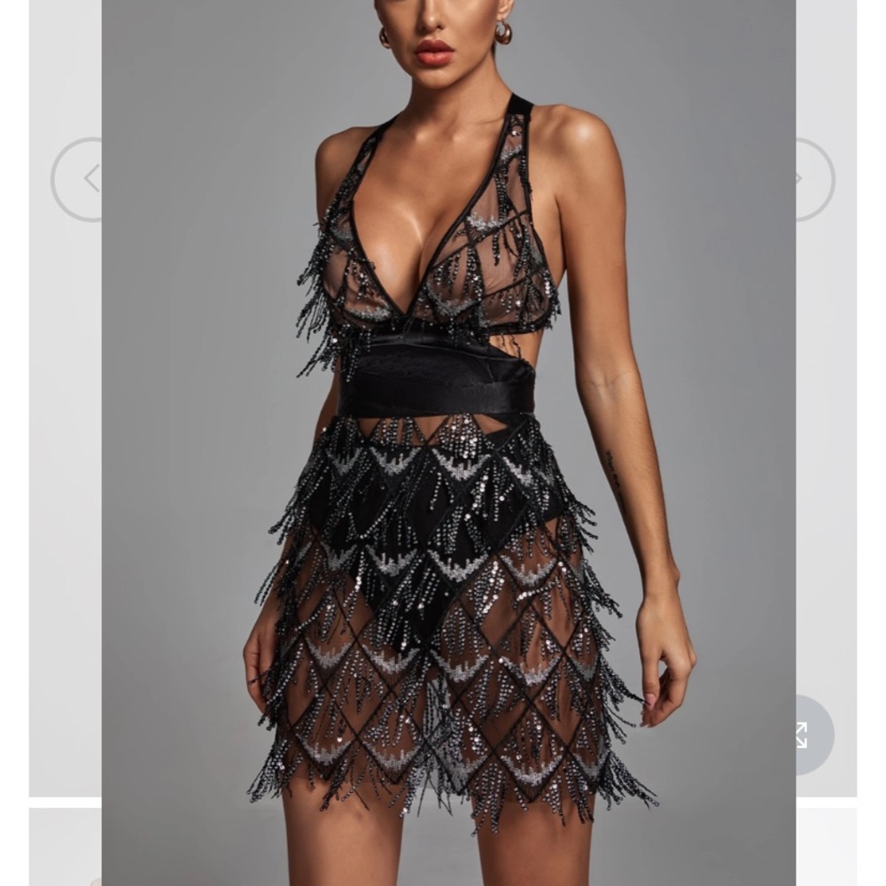 Sequin Tassel Party Dress Size Small